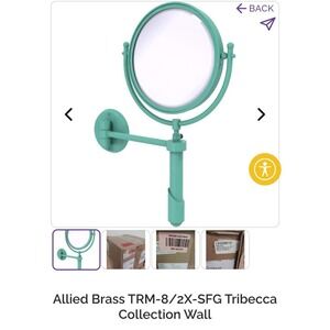 Allied Brass TRM-8/2X-SFG Tribeca Wall Mirror 8in Turquoise NEW 2x Magnification